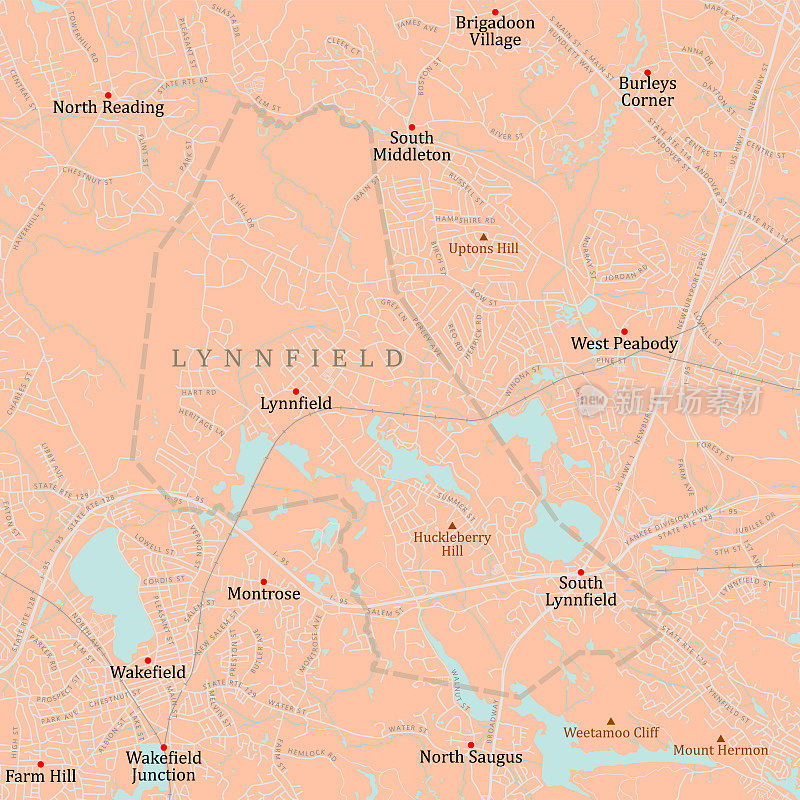 MA Essex Lynnfield矢量路线图